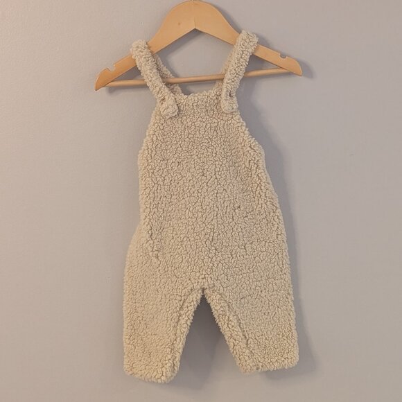 ๐ 2 for 30 ๐ Zara Baby Sherpa Fleece Overalls | 9โ12M | Neutral Teddy Romper - Picture 1 of 7